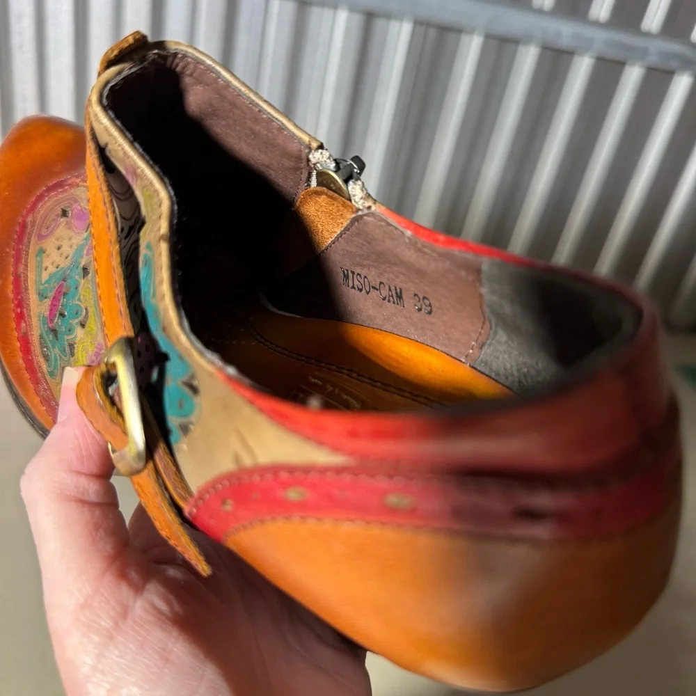 L'Artiste Spring Step 8.5 / 39 Leather Heels, New Without Box, Boho, French - Picture 7 of 11